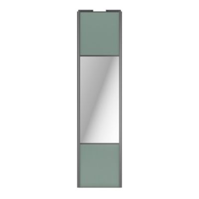 Porte de placard coulissante avec miroir vert de gris profil gris GoodHome Arius H. 248,5 x L. 62.2 cm + amortisseurs