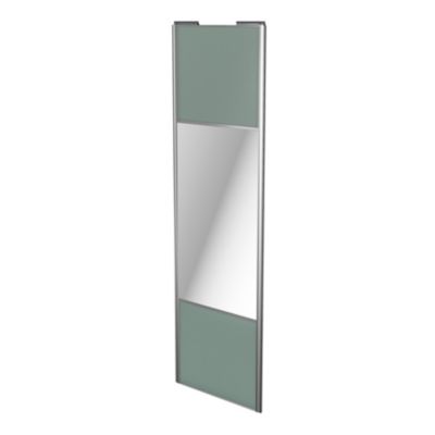 Porte de placard coulissante avec miroir vert de gris profil gris GoodHome Arius H. 248,5 x L. 92.2 cm + amortisseurs