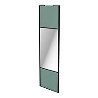 Porte de placard coulissante avec miroir vert de gris profil noir GoodHome Arius H. 248,5 x L. 77.2 cm + amortisseurs