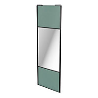 Porte de placard coulissante avec miroir vert de gris profil noir GoodHome Arius H. 248,5 x L. 92.2 cm + amortisseurs
