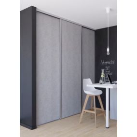 Porte de placard coulissante béton profil gris GoodHome Arius H. 248,5 x L. 77.2 cm + amortisseurs