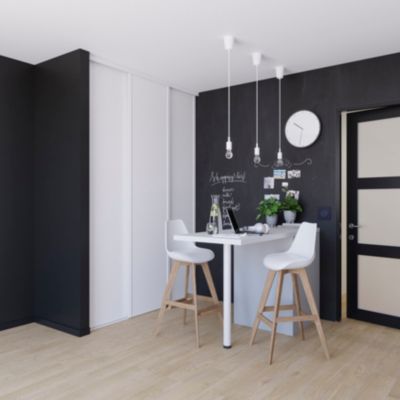 Porte de placard coulissante blanc avec cadre blanc GoodHome Arius H. 248,5 x L. 62.2 cm