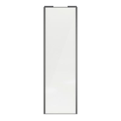 Porte de placard coulissante blanc brillant profil gris GoodHome Arius H. 248,5 x L. 77.2 cm + amortisseurs