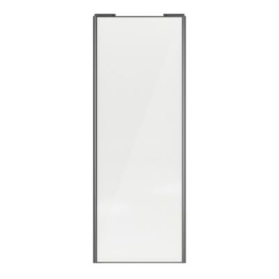 Porte de placard coulissante blanc brillant profil gris GoodHome Arius H. 248,5 x L. 92.2 cm + amortisseurs