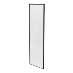 Porte de placard coulissante blanc brillant profil noir GoodHome Arius H. 248,5 x L. 77.2 cm + amortisseurs