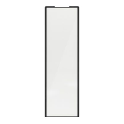 Porte de placard coulissante blanc brillant profil noir GoodHome Arius H. 248,5 x L. 77.2 cm + amortisseurs
