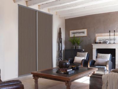 porte de placard coulissante decor bois fonce form valla 92 2 x 245 6 cm castorama