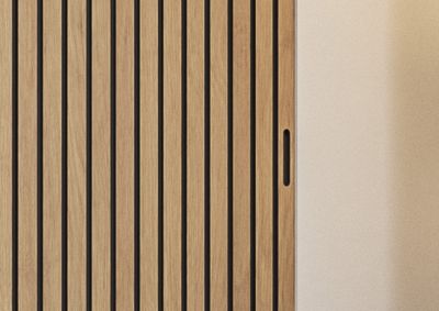 Porte de placard coulissante décor chêne et noir H.250 x l.150 cm, vendues par 2 Optimum Claustra