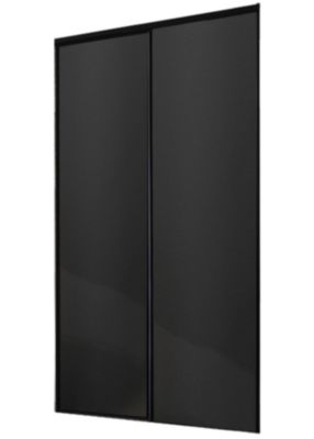 Porte de placard coulissante décor noir 120 x 250 cm vendue par 2