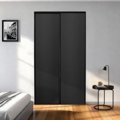 Porte de placard coulissante décor noir 120 x 250 cm vendue par 2