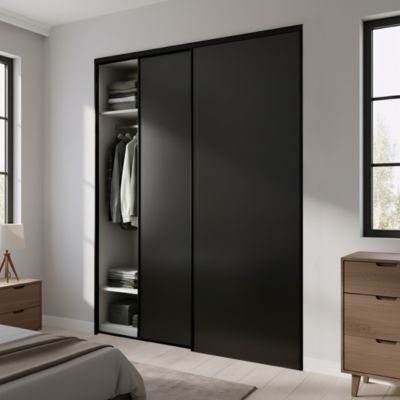 Porte de placard coulissante décor noir 180 x 250 cm vendue par 2