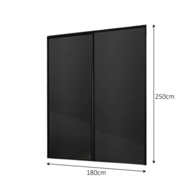 Porte de placard coulissante décor noir 180 x 250 cm vendue par 2