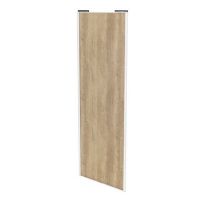 Porte de placard coulissante effet chêne brut profil blanc GoodHome Arius H. 248,5 x L. 92.2 cm + amortisseurs