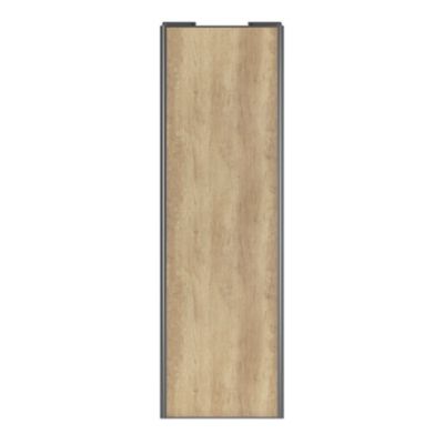 Porte de placard coulissante effet chêne brut profil gris GoodHome Arius H. 248,5 x L. 77.2 cm + amortisseurs