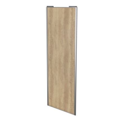 Porte de placard coulissante effet chêne brut profil gris GoodHome Arius H. 248,5 x L. 92.2 cm + amortisseurs