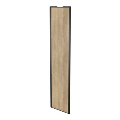 Porte de placard coulissante effet chêne brut profil noir GoodHome Arius H. 248,5 x L. 62.2 cm + amortisseurs