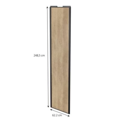 Porte de placard coulissante effet chêne brut profil noir GoodHome Arius H. 248,5 x L. 62.2 cm + amortisseurs