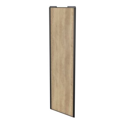 Porte de placard coulissante effet chêne brut profil noir GoodHome Arius H. 248,5 x L. 77.2 cm + amortisseurs