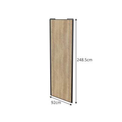Porte de placard coulissante effet chêne brut profil noir GoodHome Arius H. 248,5 x L. 92.2 cm + amortisseurs