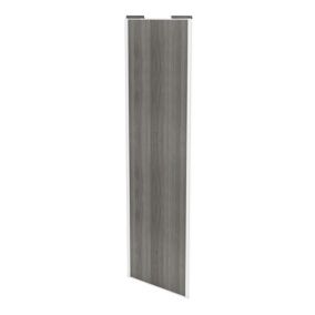 Porte de placard coulissante effet chêne grisé profil blanc GoodHome Arius H. 248,5 x L. 77.2 cm + amortisseurs