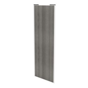 Porte de placard coulissante effet chêne grisé profil blanc GoodHome Arius H. 248,5 x L. 92.2 cm + amortisseurs