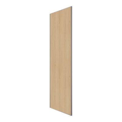 Porte de placard coulissante effet chêne profil acier gris GoodHome Arius H.248,5 x L.77,2 cm + amortisseurs