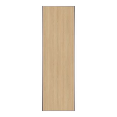 Porte de placard coulissante effet chêne profil acier gris GoodHome Arius H.248,5 x L.77,2 cm + amortisseurs