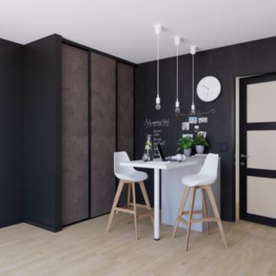 Porte de placard coulissante gris antique profil noir GoodHome Arius H. 248,5 x L. 62.2 cm + amortisseurs