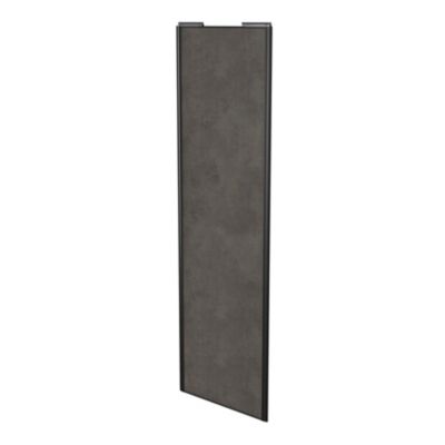 Porte de placard coulissante effet chêne brut profil noir GoodHome Arius H.  248,5 x L. 62.2 cm + amortisseurs