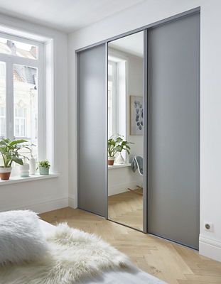 Porte De Placard Coulissante Grise Galet Form Valla 62 2 X 245 6 Cm Castorama