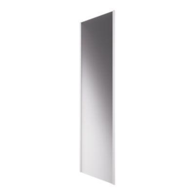 Porte de placard coulissante miroir profil fin acier blanc GoodHome Arius H.248,5 x L.92,2 cm + amortisseurs