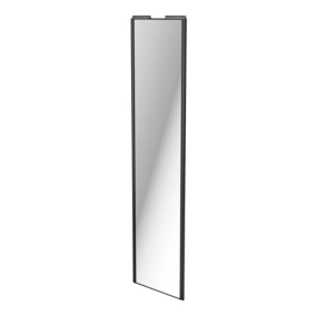 Porte de placard coulissante miroir profil noir GoodHome Arius H. 248,5 x L. 62.2 cm + amortisseurs