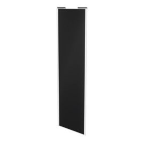 Porte de placard coulissante noir mat profil blanc GoodHome Arius H. 248,5 x L. 77.2 cm + amortisseurs