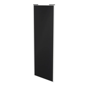 Porte de placard coulissante noir mat profil blanc GoodHome Arius H. 248,5 x L. 92.2 cm + amortisseurs