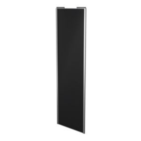 Porte de placard coulissante noir mat profil gris GoodHome Arius H. 248,5 x L. 77.2 cm + amortisseurs