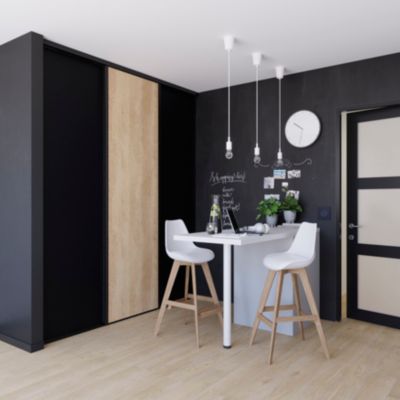 Porte de placard coulissante noir mat profil noir GoodHome Arius H. 248,5 x L. 77.2 cm + amortisseurs