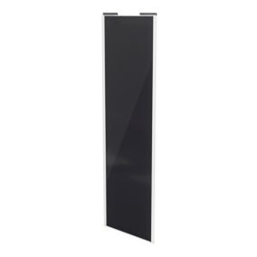 Porte de placard coulissante noir profil blanc GoodHome Arius H. 248,5 x L. 77.2 cm + amortisseurs