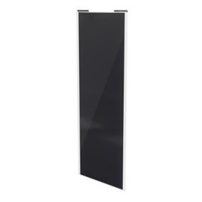 Porte de placard coulissante noir profil blanc GoodHome Arius H. 248,5 x L. 92.2 cm + amortisseurs