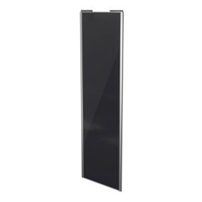 Porte de placard coulissante noir profil gris GoodHome Arius H. 248,5 x L. 77.2 cm + amortisseurs
