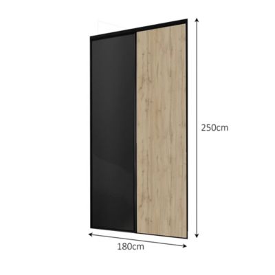 Porte de placard coulissante Optimum décor chêne et noir 180 x 250 cm vendue par 2