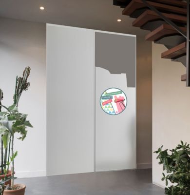 Porte de placard coulissante prêt à peindre H. 250 x L. 180 cm vendue par 2