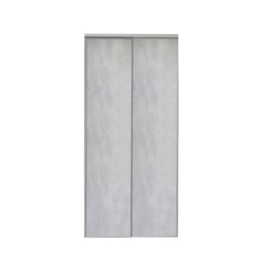 Porte de placard coulissante vendue par 2 décor béton gris clair 120 x 250 cm