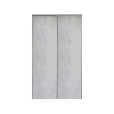 Porte de placard coulissante vendue par 2 décor béton gris clair 150 x 250 cm