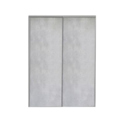 Porte de placard coulissante vendue par 2 décor béton gris clair 180 x 250 cm