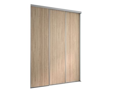 Porte de placard coulissantes imitation chêne brut 180 x 250 cm vendue par 3 pièces