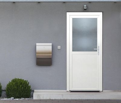 Porte de service 1/2 vitrée PVC 80 x h.205 cm poussant gauche