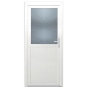 Porte de service isolante DINAR en PVC blanc panneau lisse droit