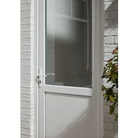 Porte de service PVC VALETTE blanc 1/4 vitrée gauche poussant - 200x90cm  dormant 60mm avec tapées