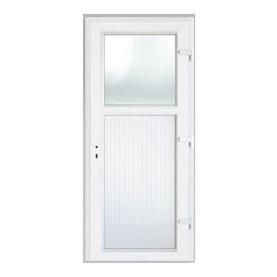 Porte de service 1/3 vitrée PVC 80 x h.200 cm poussant gauche