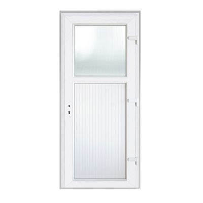 Porte de service 1/3 vitrée PVC 80 x h.205 cm poussant droit